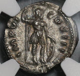 172 NGC MS Marcus Aurelius Roman Empire Denarius Mars Mint State (20101502C)