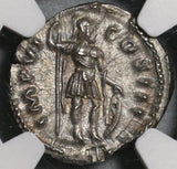 172 NGC MS Marcus Aurelius Roman Empire Denarius Mars Mint State (20101502C)
