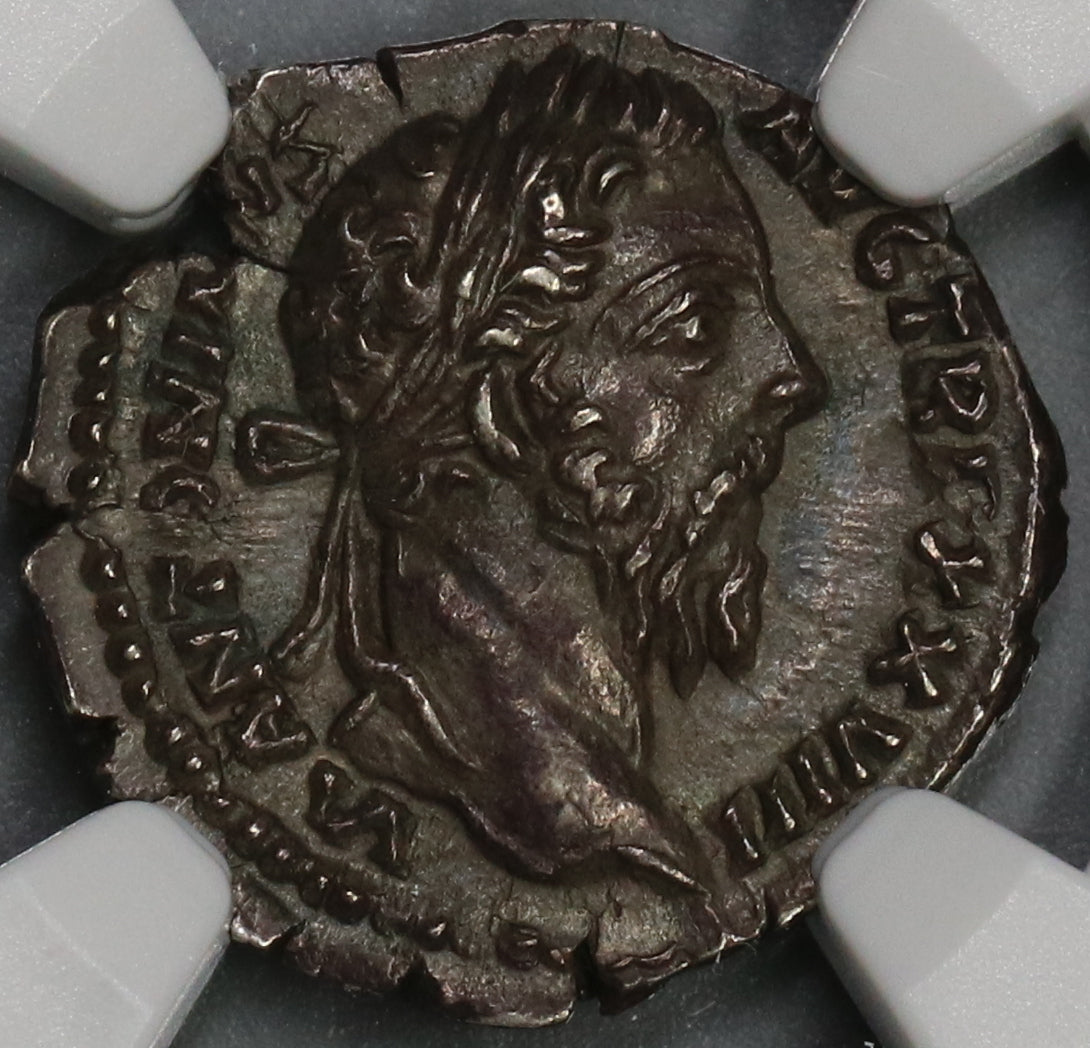 174 NGC Ch AU Marcus Aurelius Roman Empire Denarius Winged Mercury Sup ...