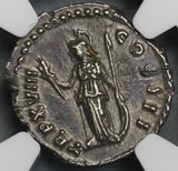 163 NGC AU Marcus Aurelius Roman Empire Denarius Emperor Curiassed Minerva (18100902C)