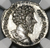 163 NGC Ch AU Marcus Aurelius Roman Empire Denarius Minerva Pedigree (20042602C)