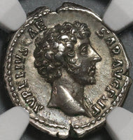 147 NGC XF Marcus Aurelius Caesar Roman Empire Denarius Minerva (21012101C)