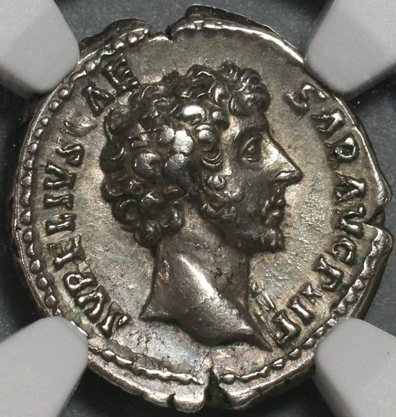147 NGC XF Marcus Aurelius Caesar Roman Empire Denarius Minerva (21012101C)