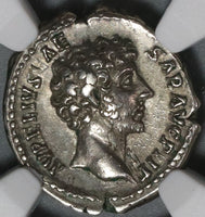 147 NGC XF Marcus Aurelius Caesar Roman Empire Denarius Minerva (21012101C)