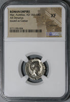 147 NGC XF Marcus Aurelius Caesar Roman Empire Denarius Minerva (21012101C)