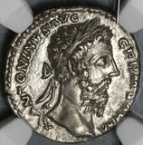 177 Marcus Aurelius Denarius Roman Empire Pietas NGC Ch XF (20011901C)