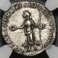 177 Marcus Aurelius Denarius Roman Empire Pietas NGC Ch XF (20011901C)