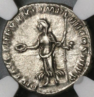 177 Marcus Aurelius Denarius Roman Empire Pietas NGC Ch XF (20011901C)