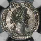 165 NGC MS Marcus Aurelius Roman Empire Denarius Pietas 5/5 5/5 (21032801C)