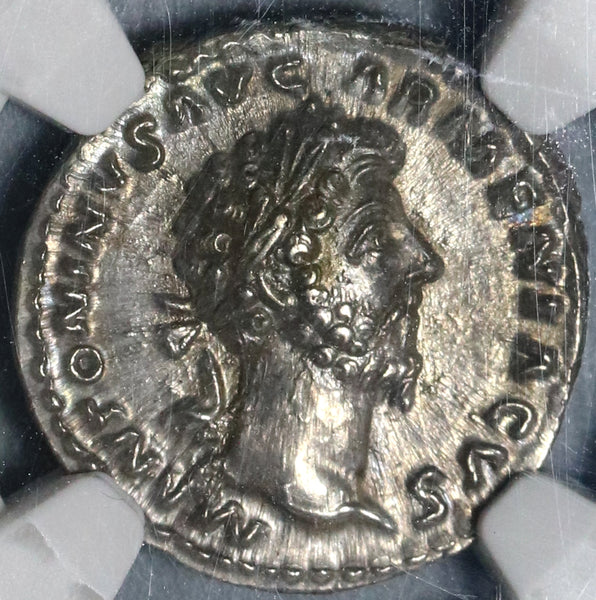 165 NGC MS Marcus Aurelius Roman Empire Denarius Pietas 5/5 5/5 (21032801C)
