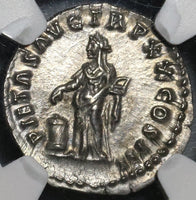 165 NGC MS Marcus Aurelius Roman Empire Denarius Pietas 5/5 5/5 (21032801C)