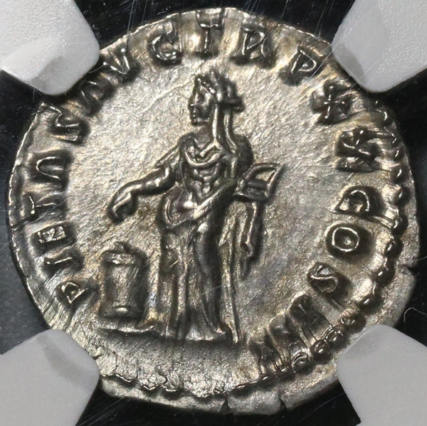 165 NGC MS Marcus Aurelius Roman Empire Denarius Pietas 5/5 5/5