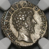 161 Marcus Aurelius Denarius Roman Empire Providentia NGC Ch XF (20071401C)