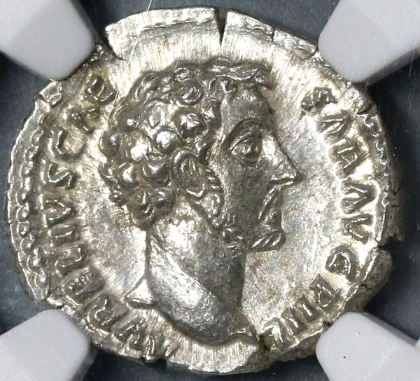 148 NGC MS Roman Empire Marcus Aurelius Caesar Denarius Proventia (19072001C)