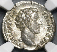 148 NGC MS Roman Empire Marcus Aurelius Caesar Denarius Proventia (19072001C)