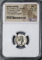 148 NGC MS Roman Empire Marcus Aurelius Caesar Denarius Proventia (19072001C)