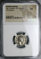 170 NGC XF Marcus Aurelius Denarius Roman Empire Roma Victory (22030402C)