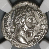 169 NGC XF Marcus Aurelius Denarius Roman Empire Salus Snake Silver (20083001C)