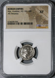 169 NGC XF Marcus Aurelius Denarius Roman Empire Salus Snake Silver (20083001C)