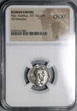173 NGC Ch XF Marcus Aurelius Denarius Roman Empire German Trophy (21022801C)