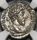 166 NGC MS Marcus Aurelius Roman Empire Denarius Victory Parthia Commemorative (17092801D)
