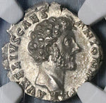 156 NGC MS Marcus Aurelius Roman Empire Denarius Caesar Virtus (17041001D)