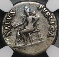 96 NGC Ch F Nerva Denarius Roman Empire Salus Trajan Father  (22030203C)