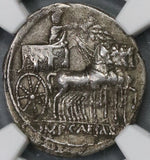 30 BC NGC XF Octavian Roman Imperatorial Denarius Quadriga Triumph (18112101C)