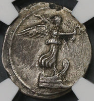 30 BC NGC XF Octavian Roman Imperatorial Denarius Quadriga Triumph (18112101C)