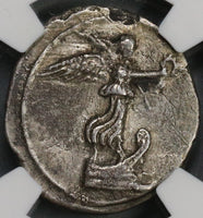 30 BC NGC XF Octavian Roman Imperatorial Denarius Quadriga Triumph (18112101C)