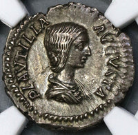 202 NGC Ch XF Plautilla Roman Empire Denarius Pietas Wife of Caracalla Pedigree (19042803C)