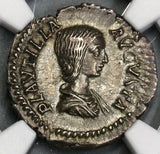 202 NGC Ch XF Plautilla Roman Empire Denarius Pietas Wife of Caracalla Pedigree (19042803C)
