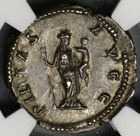 202 NGC Ch XF Plautilla Roman Empire Denarius Pietas Wife of Caracalla Pedigree (19042803C)