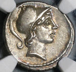 48 BC NGC AU Albinus Bruti Roman Republic AR Denarius Julius Caesar Assassin Silver Coin (20082602D)