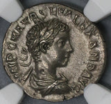 222 NGC Ch AU Severus Alexander Denarius Roman Empire Antioch Superb Portrait (21091701C)