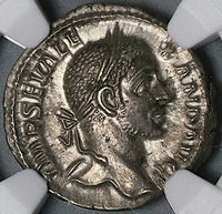 228 NGC Ch AU Severus Alexander Roman Empire Denarius Fides Legionary Standards (22030705C)