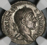 228 NGC Ch AU Severus Alexander Roman Empire Denarius Fides Legionary Standards (22030705C)