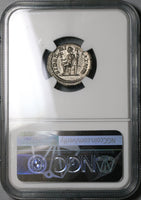 228 NGC Ch AU Severus Alexander Roman Empire Denarius Fides Legionary Standards (22030705C)