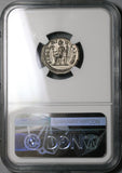 228 NGC Ch AU Severus Alexander Roman Empire Denarius Fides Legionary Standards (22030705C)