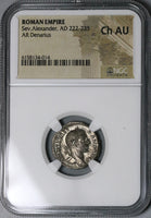 228 NGC Ch AU Severus Alexander Roman Empire Denarius Fides Legionary Standards (22030705C)