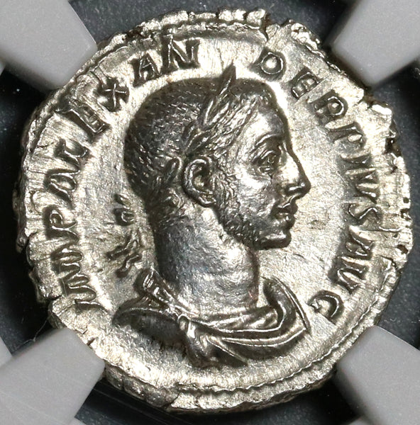 233 NGC MS Severus Alexander Roman Empire Denarius Liberalitas V Triumph over Persians (19122201D)