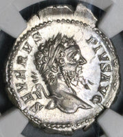 207 NGC Ch AU Septimius Severus Denarius Roman Empire Africa Visit Lion Pedigree (21090206C)