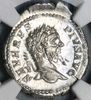 207 NGC Ch AU Septimius Severus Denarius Roman Empire Africa Visit Lion Pedigree (21090206C)