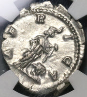 207 NGC Ch AU Septimius Severus Denarius Roman Empire Africa Visit Lion Pedigree (21090206C)