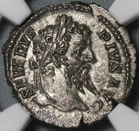 207 NGC MS Septimius Severus Denarius Roman Empire Africa Lion Rare Pedigree (22030601C)