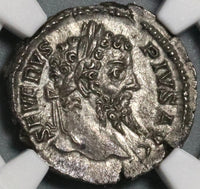 207 NGC MS Septimius Severus Denarius Roman Empire Africa Lion Rare Pedigree (22030601C)