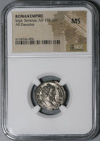207 NGC MS Septimius Severus Denarius Roman Empire Africa Lion Rare Pedigree (22030601C)