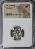 207 NGC MS Septimius Severus Denarius Roman Empire Africa Lion Rare Pedigree (22030601C)