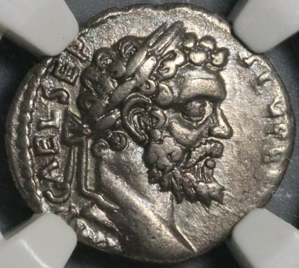 193 NGC Ch VF Septimius Severus Roman Empire Alexandria Mint Denarius Apollo Coin (21091504C)