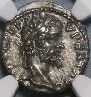 193 NGC Ch XF Septimius Severus Emesa Mint Roman Empire Denarius Pedigree (20052901CZ)